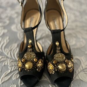 Oscar de la Renta Black Embellished Heels